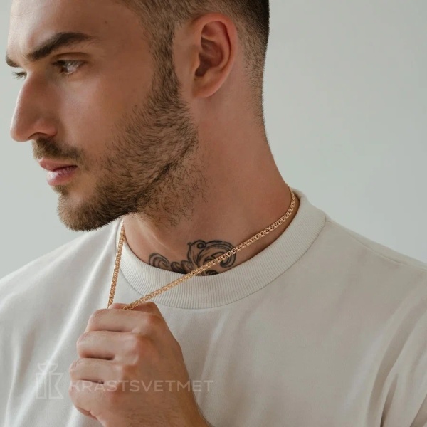 Цепь из красного золота 585, плетение «Гарибальди»